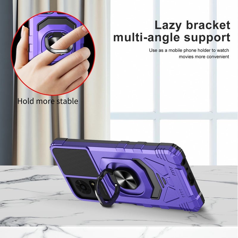 Mocotto for TCL K24/TCL K23/TCL 50 LE Phone Case with Tempered Glass Screen Protector,Military Grade Heavy Duty Shockproof Protective Cover,with Ring Kickstand (TCL K24,Purple) - Image 5